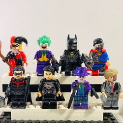 DC Comics Batman Joker Superman 8pc Minifigure Set LEGO Compatible