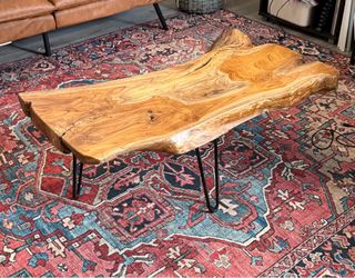 Live Edge Wood Coffee Table with Hairpin Legs
