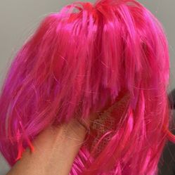 Wig Hot Pink Bob Wig with Bangs 12” Synthetic Fiber