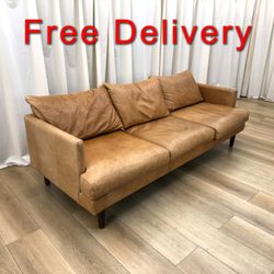 Poly and Bark Girona Full Grain Leather MCM Sofa Couch Free Delivery