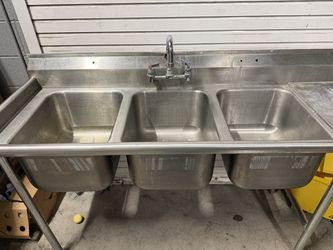 3 compartment sink and faucet
