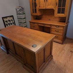 Executive Desk and Credenza Set 