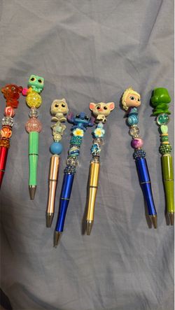 Handmade Character Beaded Pens Set of 6