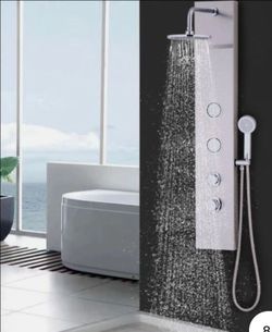 Shower Panel Stainless Steel Shower Tower Bath Massage Jets Rainfall Body Set