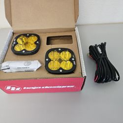 New Baja Designs XL80 Amber Yellow Led Light Driving Combo Pod Set With Harness And Mount 