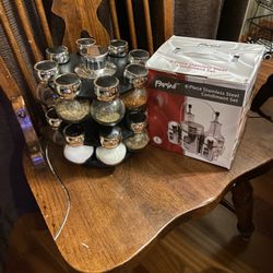 Revolving Spice Rack Organizer Countertop, And  Condiment Set 