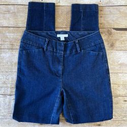 New York & Company Stretch Dark Wash Slim Leg Denim Trousers Blue Size 0