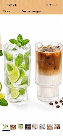 Ribbed Stackable Drinking Glasses Set of 4
