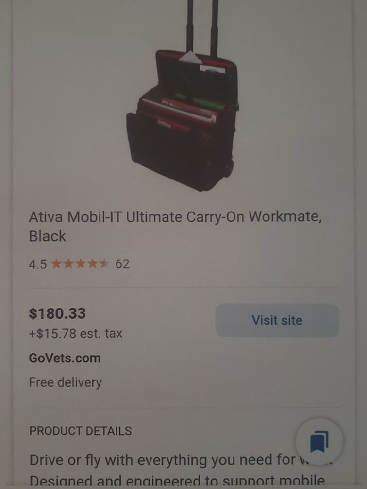 Ativa Mobil-IT Rolling Briefcase Ultimate Carry-On Workmate, 11.5inH x 17.5inW x 16.5inD, Black