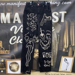 Bleach Art Vtg High Waisted Gloria Vanderbilt Jeans Graffiti Street Wear Wo 12