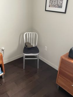 Set of 8 Crate & Barrel "Emeco style" Navy chairs (8)