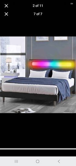 🔥Brand New in Box🔥full  Size Bed Frame with Smart RGB LED Light Strip – Adjustable Headboard, App