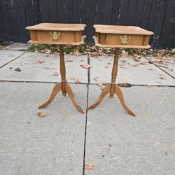 Oak Side Stands with 1 Drawer - matching pair