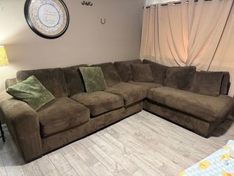 Brown Fabric Sectional Sofa