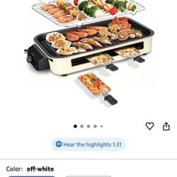 Electric Indoor Grill 1500W, YOHAWJAN 2 in 1 Smokeless Indoor Grills with Non-stick Removable Grill & Griddle Plate, Temperature Control, Portable Kor