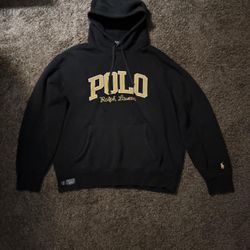 Black Polo RL Ralph Lauren Fleece Logo Hoodie Sweater Size M