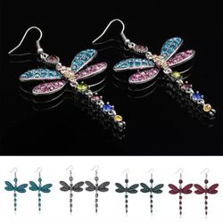 Gorgeous Stunning Rhinestone Dragonfly Earrings