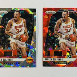 2024-25 Panini Prizm Basketball Hakeem Olajuwon #296 Cracked Ice and Red Ice 