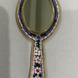 Italian Vintage Micro Mosaic Hand Mirror