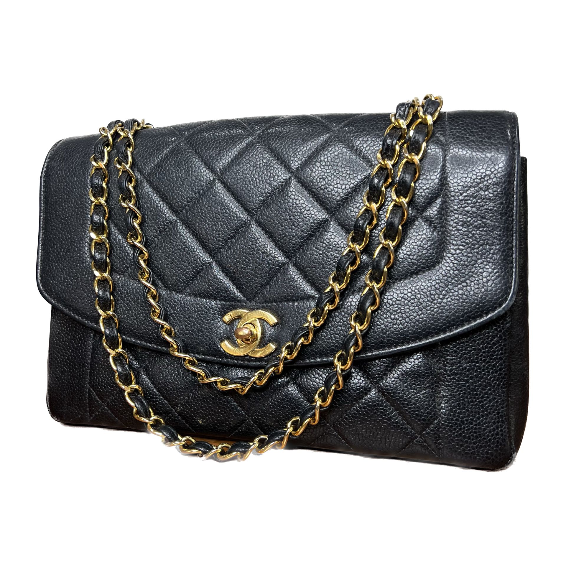 Vintage 1996-1997 Chanel Black Caviar Handbag