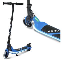 Aero iSporter Kids Electric Scooter | Hand Acceleraor & LED Lights | Electric scooters for Boys Girls Ages 6-12 | Rubber Deck Mat, Battery Indicator& 