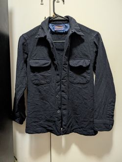 Women's S Pendleton Wool Flannel Shirt (Navy Blue)