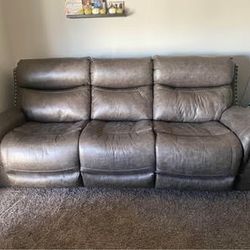 Grey/ Brown Electric Reclining Sofas