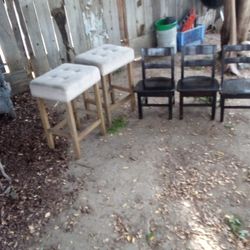 Got 2 Bar Stools And 3 Real Wood Kids Chairs 