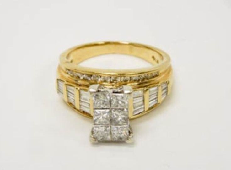 14K Yellow Gold & Diamond Engagement Wedding Cocktail Ring ⭐️ 60 Diamonds Total! Size 8.25 / 8.6g / 2.12 ctw