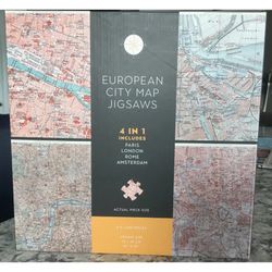 Professor Puzzle, European City Map Jigsaws,  4 x 1000 pieces