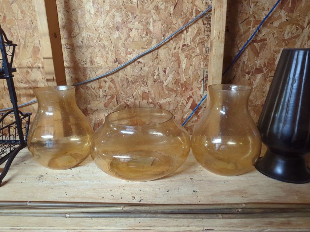 Orange Glass Vase Set