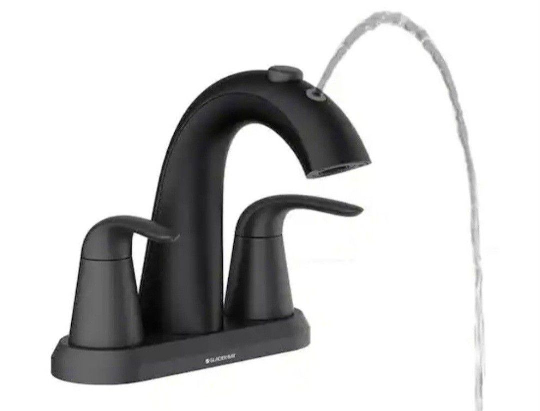 Glacier Bay Nadina 4 in. Centerset Double Handle Bathroom Fountain Faucet in Matte Black