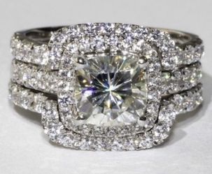 New 10 k white gold wedding ring set engagement ring wedding band