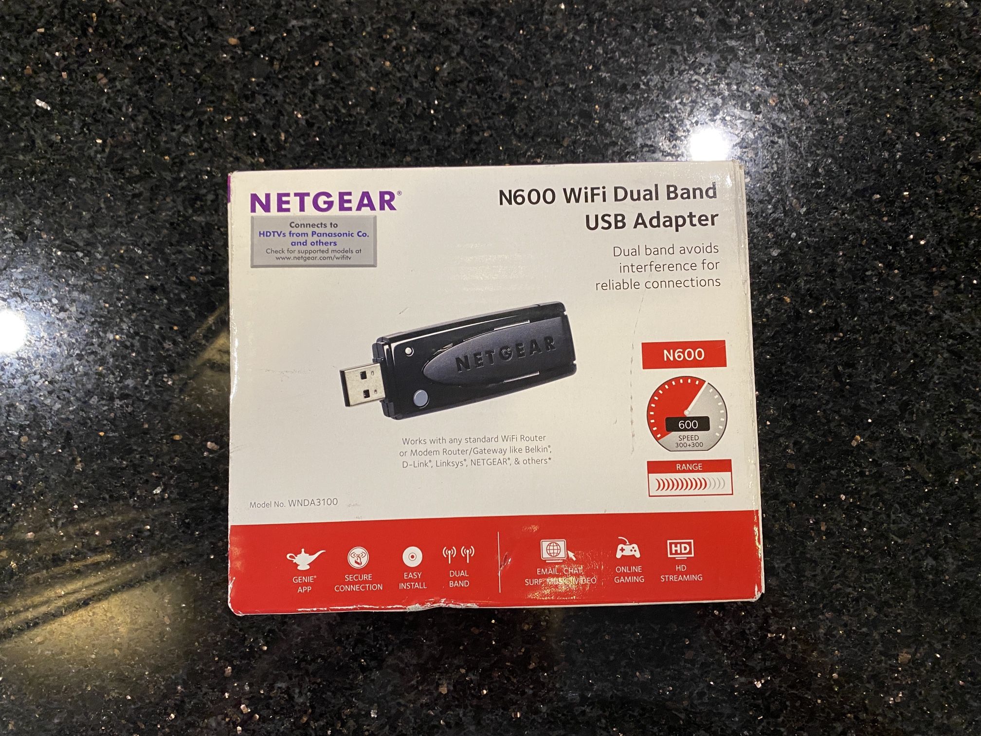 Netgear N600 WiFi Dual Band USB Adapter WNDA3100-200PES NEW