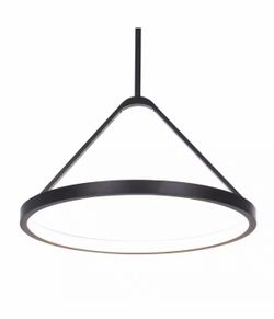 2-Home Decorators Collection Townly 35-Watt 1-Light Satin Black Bowl Integrated LED Pendant Light with Open Metal Ring Shade
