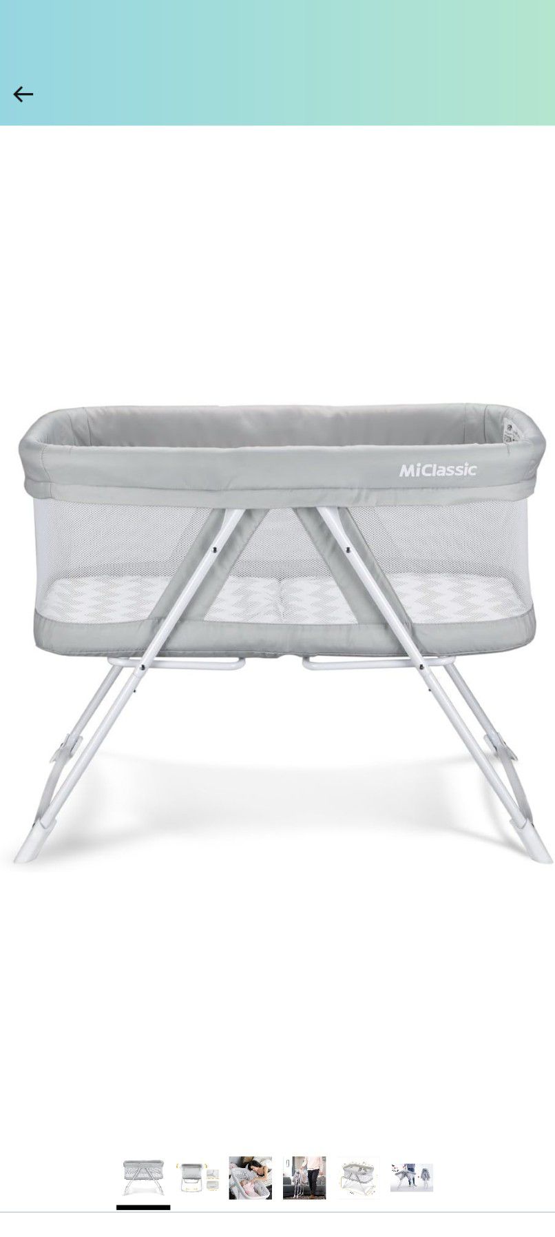  2 In 1 Stationary&Rock Mode Bassinet One-Second Fold Travel Crib Portable Newborn Baby,Gray

