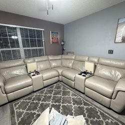 Leather Reclining Couch With Storage 