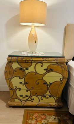 Ornate Bombe Chest of Drawers Nightstand