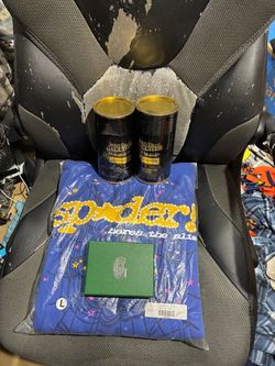 Designer & Streetwear Bundle - Sp5der Marina Blue Hoodie (L), Goyard Wallet w/ Receipt, 2x JPG Le Male EDP