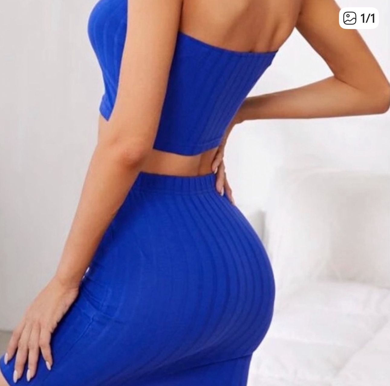Two Piece Ribbed Skirt Set