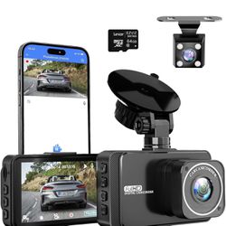 4k dash cam Front and rear dual cam;Free high-speed 64GB SD card;F2.5 Super Aperture;Built-in Wi-Fi