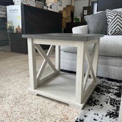 Square End Table, Gray or Antique White Color, SKU#10T287-2