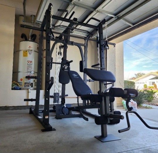 Vesta Smith Machine 1001 | Adj Bench W/ Leg Developer And Preacher Station |Gym Equipment | Fitness | Pulleys|🔴WEIGHTS AND BARBELL SOLD SEPARATELY 🔴
