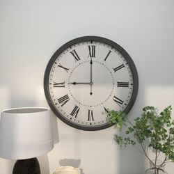 Deco 79 Metal Decorative Wall Clock 30" Roman Numeral Black Parts Repair #2124J UP2