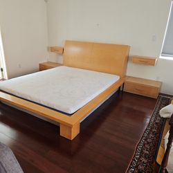 Hand Crafted Cabinetech Queen Bed Frame, Matching Nightstands And Drawers