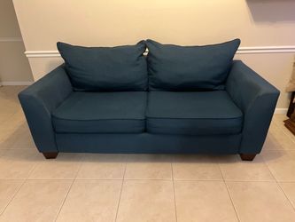 Teal Blue Fabric Sofa sleep