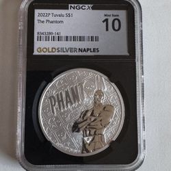 2022 P Tuvala S 1$ The Phantom MS70  NGC-X 10 Perfect Grade 1 oz .999 Silver