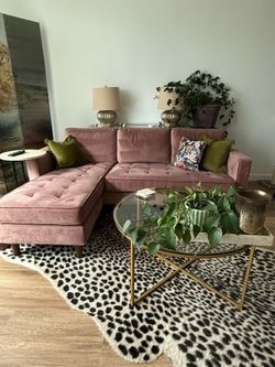 AllModern 84” Geo Reversible Sofa + Chaise – Blush Pink