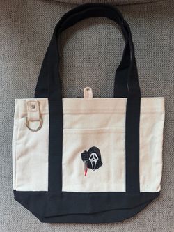 Scream Ghostface Knife Embroidered Canvas Tote Bag