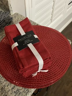 red large round place mat table napkin